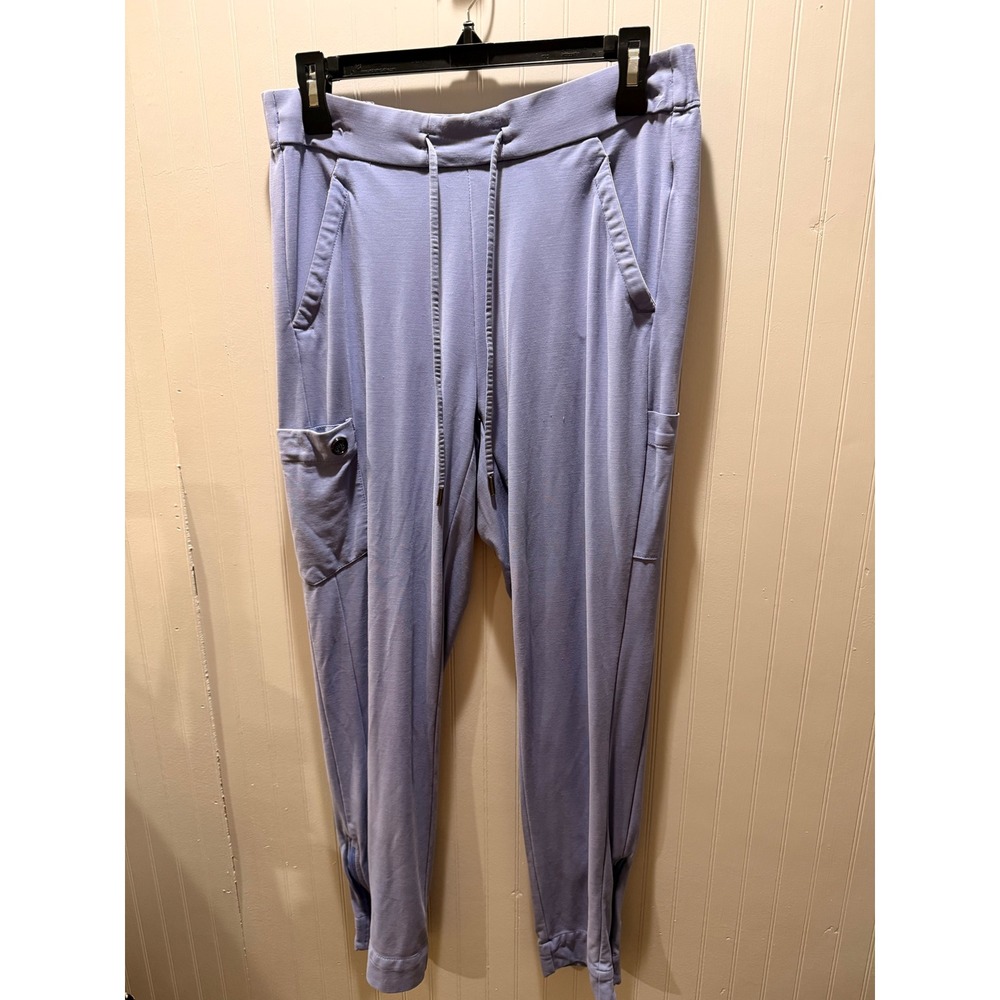 Healing Hands Onyx Purple Scrub Pants Joggers Cargo Pockets Ankle Zip Womens M